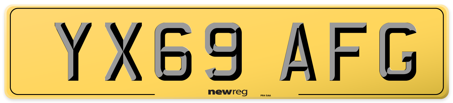 YX69 AFG Rear Number Plate