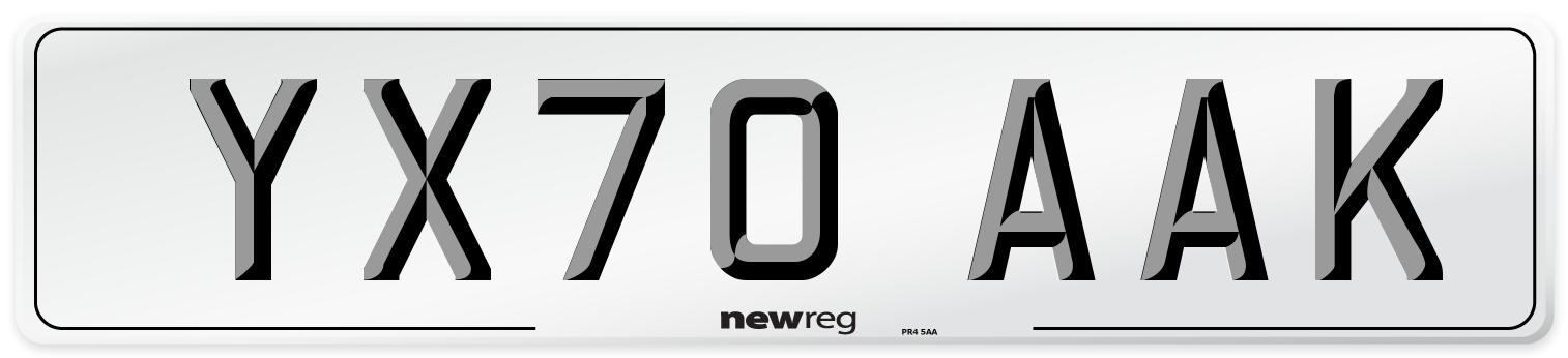 YX70 AAK Front Number Plate
