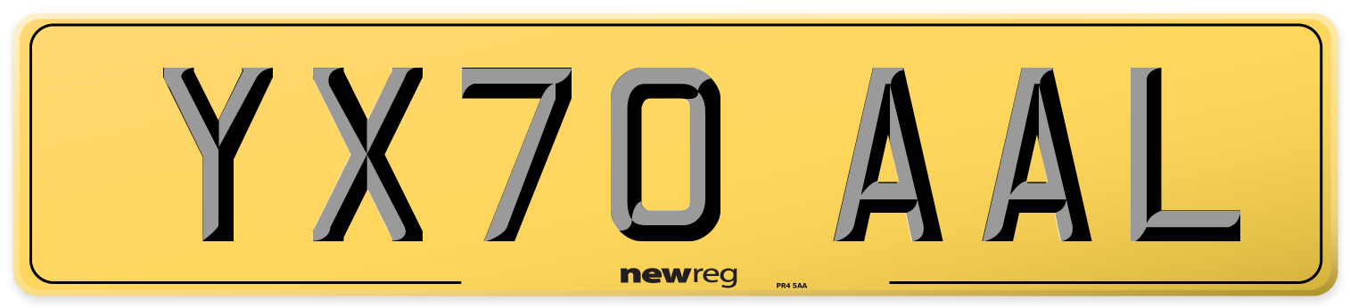 YX70 AAL Rear Number Plate