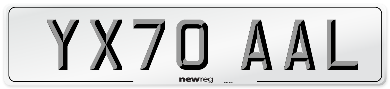 YX70 AAL Front Number Plate