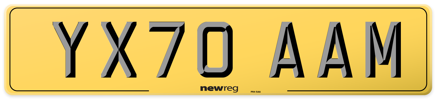 YX70 AAM Rear Number Plate
