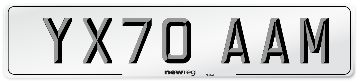 YX70 AAM Front Number Plate