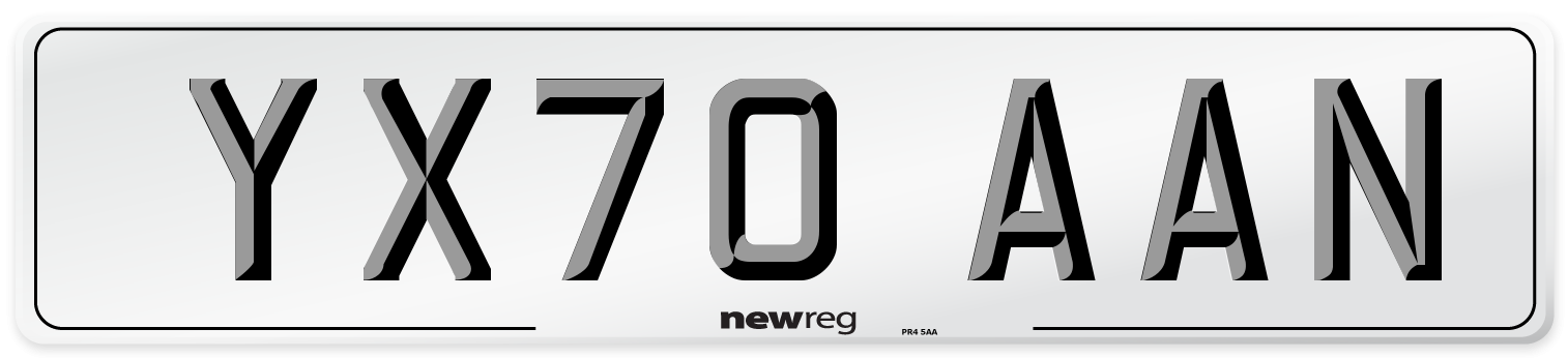 YX70 AAN Front Number Plate