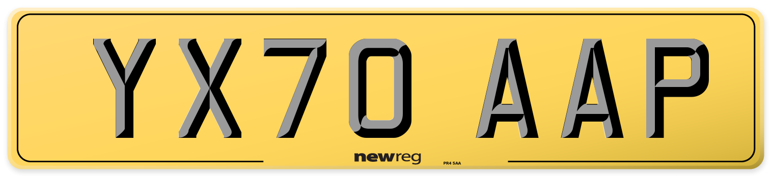 YX70 AAP Rear Number Plate