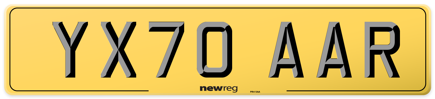 YX70 AAR Rear Number Plate