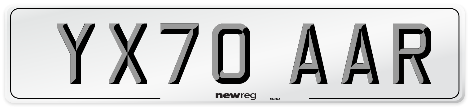 YX70 AAR Front Number Plate