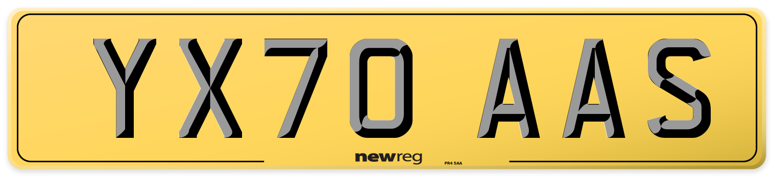 YX70 AAS Rear Number Plate