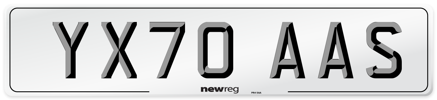 YX70 AAS Front Number Plate