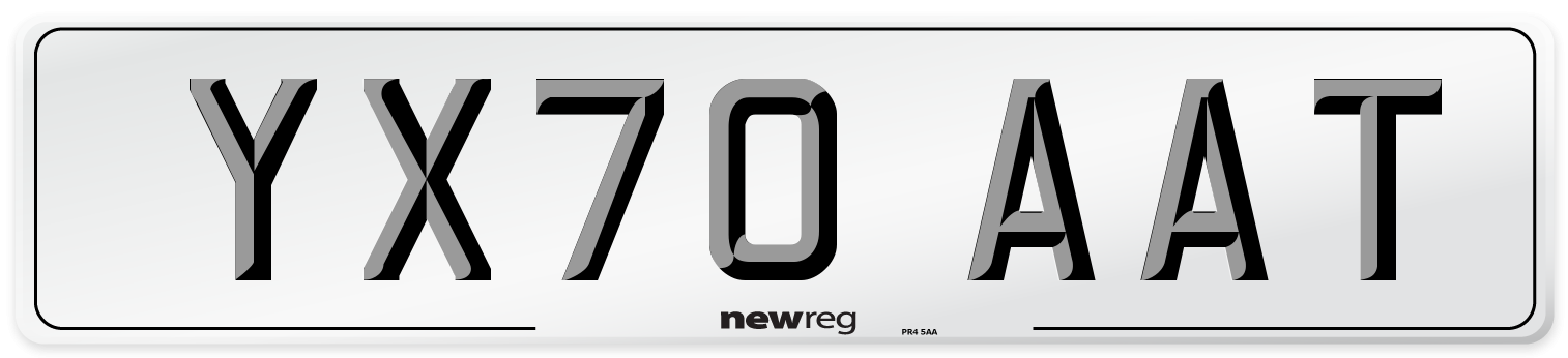 YX70 AAT Front Number Plate