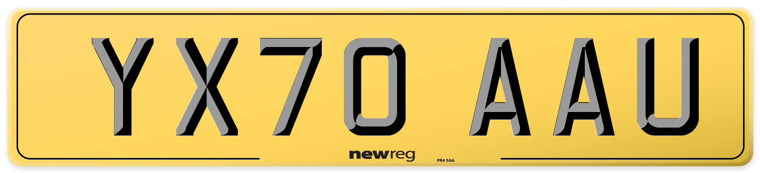 YX70 AAU Rear Number Plate