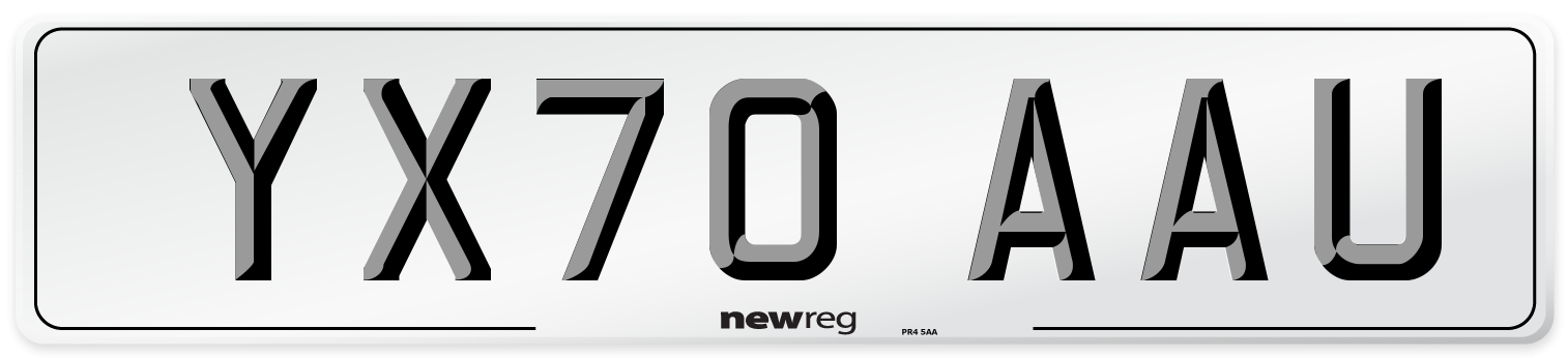 YX70 AAU Front Number Plate