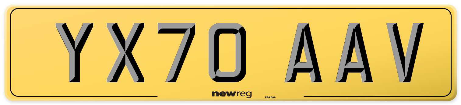 YX70 AAV Rear Number Plate