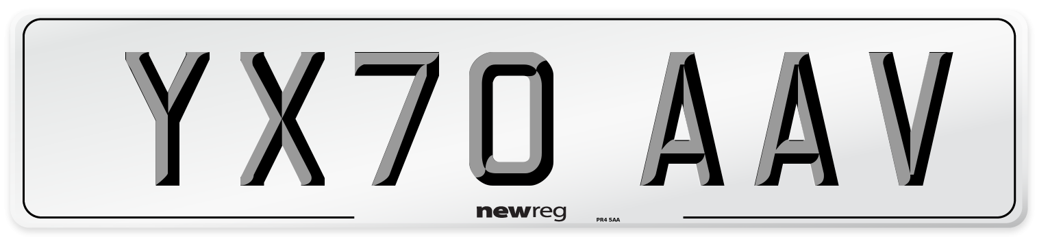 YX70 AAV Front Number Plate