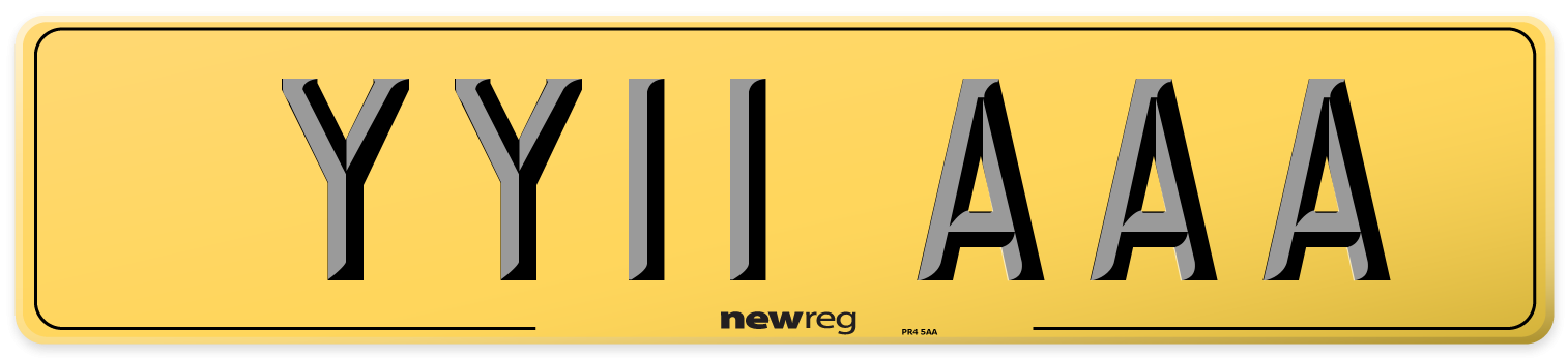 YY11 AAA Rear Number Plate