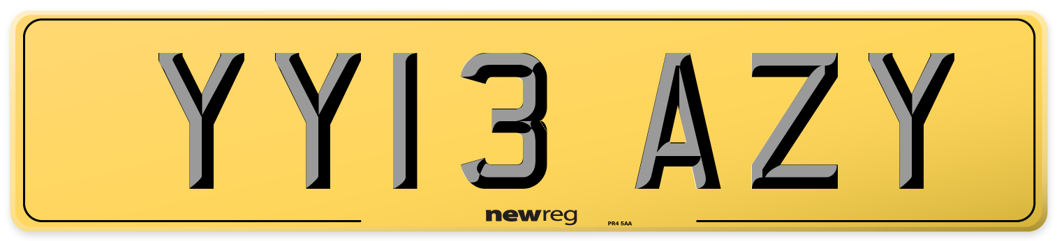 YY13 AZY Rear Number Plate