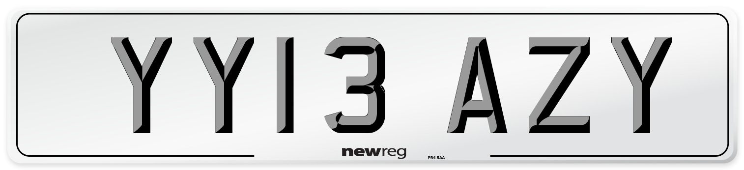 YY13 AZY Front Number Plate