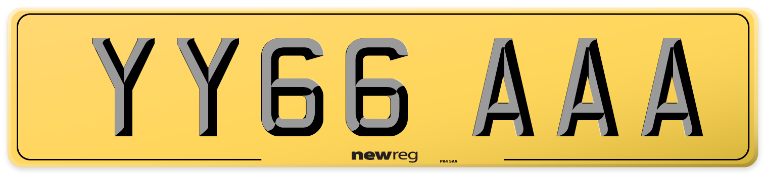 YY66 AAA Rear Number Plate