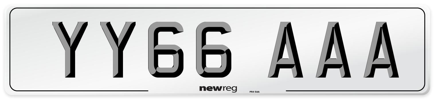 YY66 AAA Front Number Plate