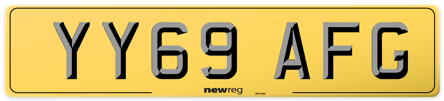 YY69 AFG Rear Number Plate