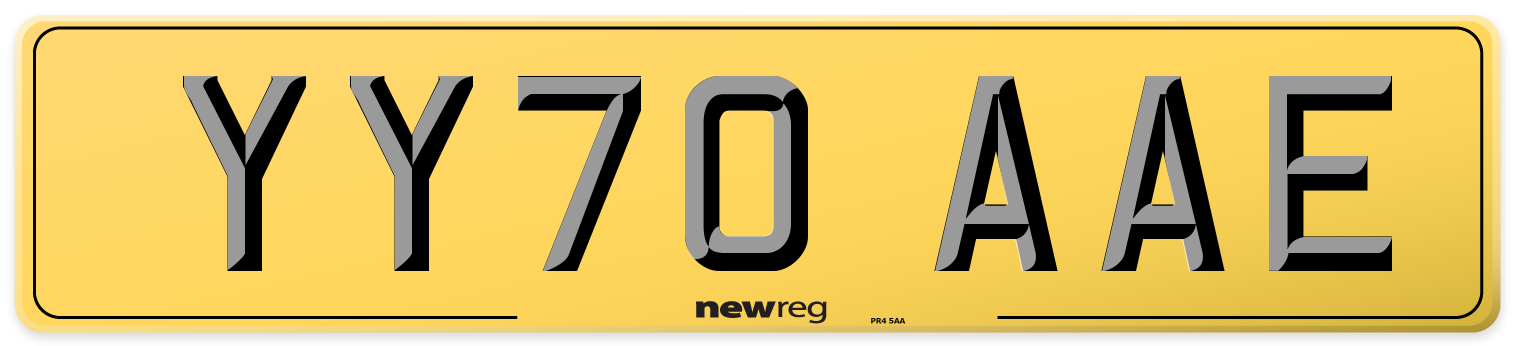 YY70 AAE Rear Number Plate