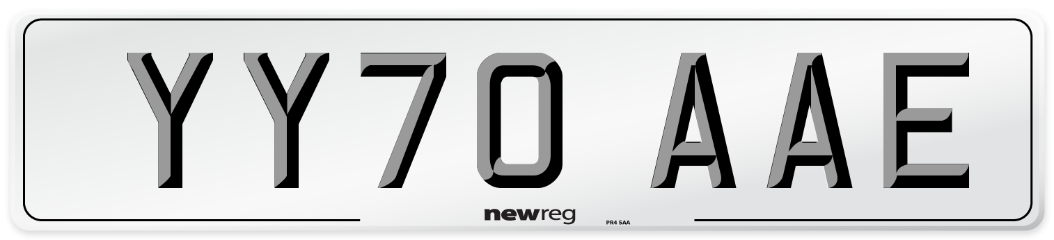YY70 AAE Front Number Plate