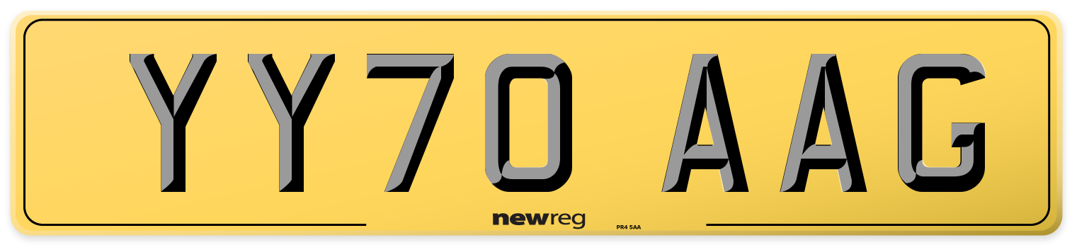 YY70 AAG Rear Number Plate