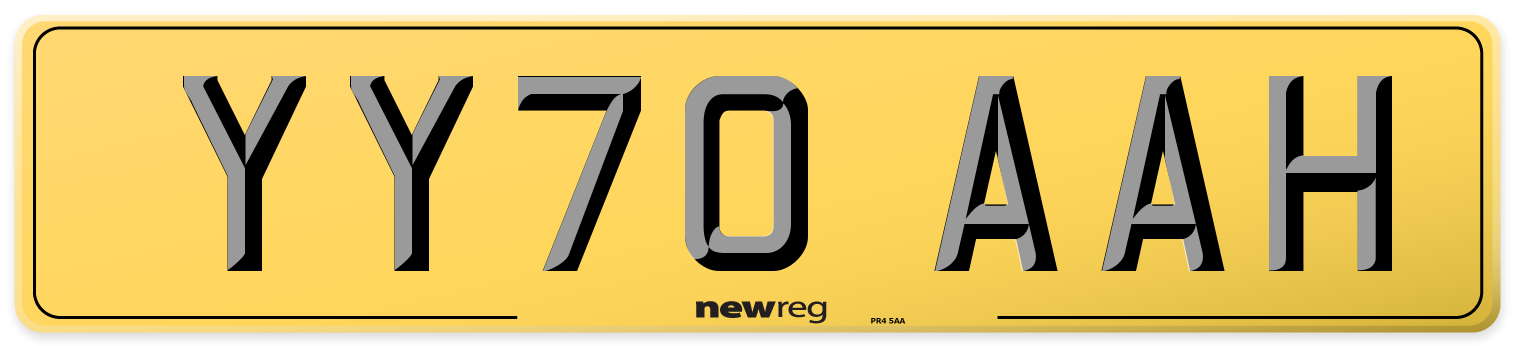 YY70 AAH Rear Number Plate