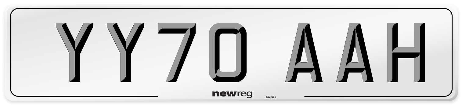 YY70 AAH Front Number Plate