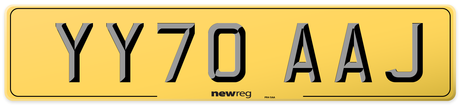 YY70 AAJ Rear Number Plate