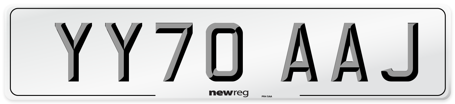 YY70 AAJ Front Number Plate