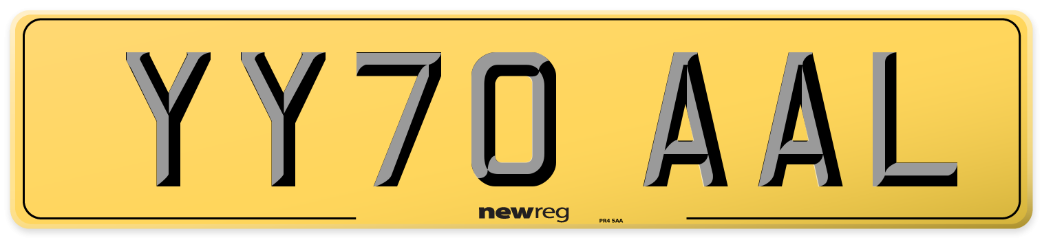 YY70 AAL Rear Number Plate