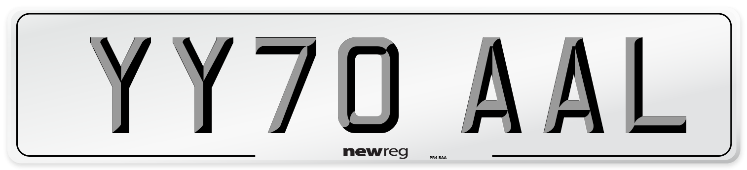 YY70 AAL Front Number Plate
