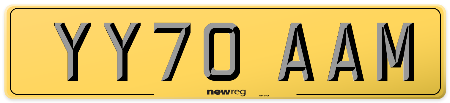 YY70 AAM Rear Number Plate