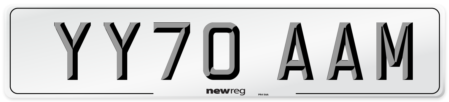 YY70 AAM Front Number Plate