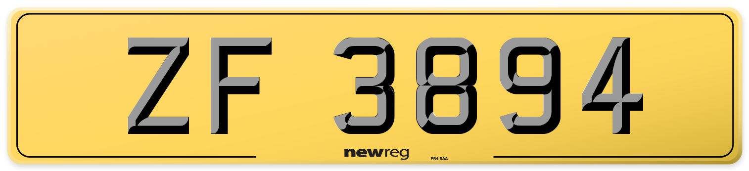 ZF 3894 Rear Number Plate